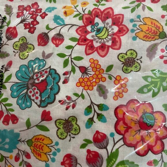 Handmade Floral Tunic Blouse Bell Sleeves Back Button Down Butterflies - Picture 6 of 10